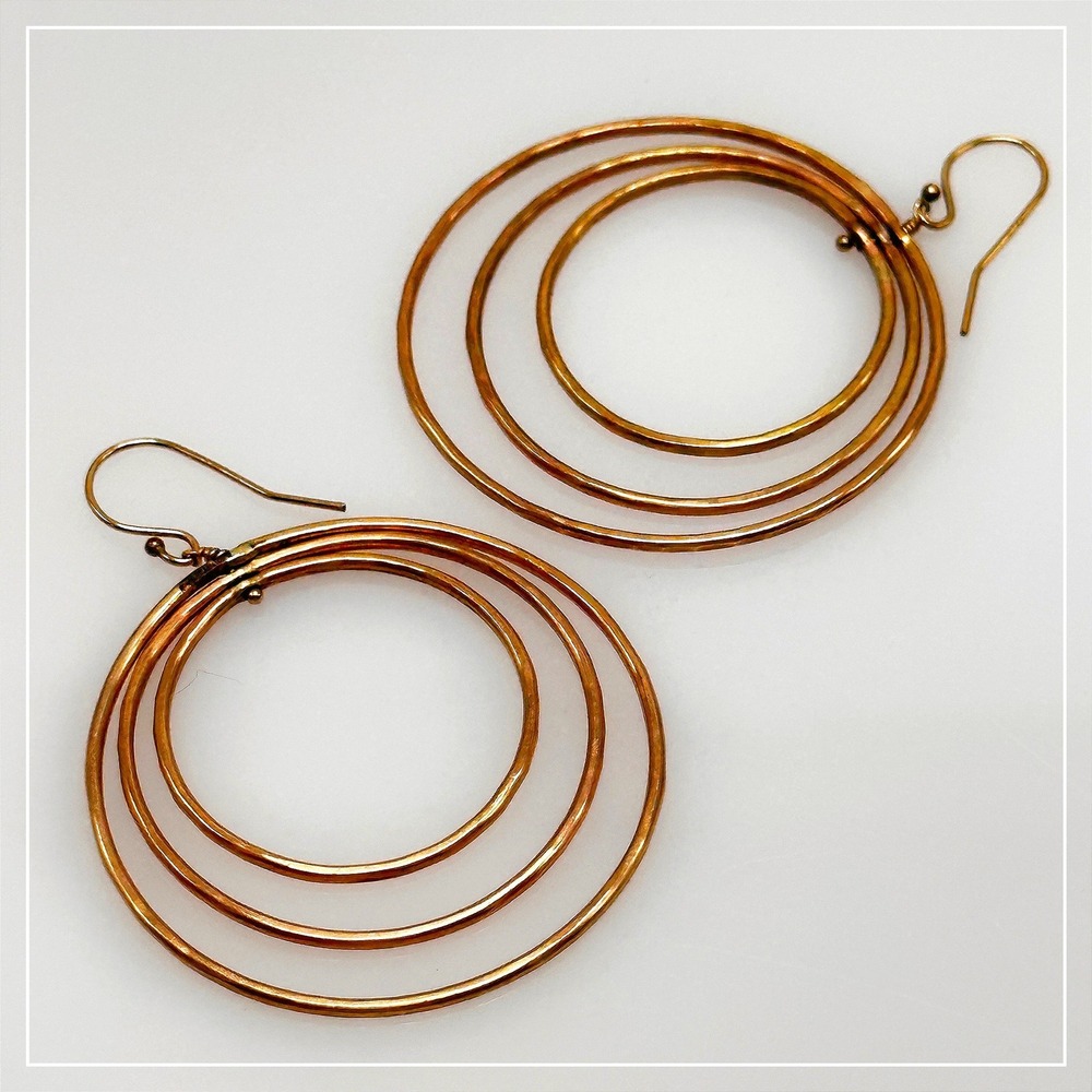 Designer Multi Hoop Dangle Drop Earrings 1/20 14K Gold Filled 2" Round Tiered